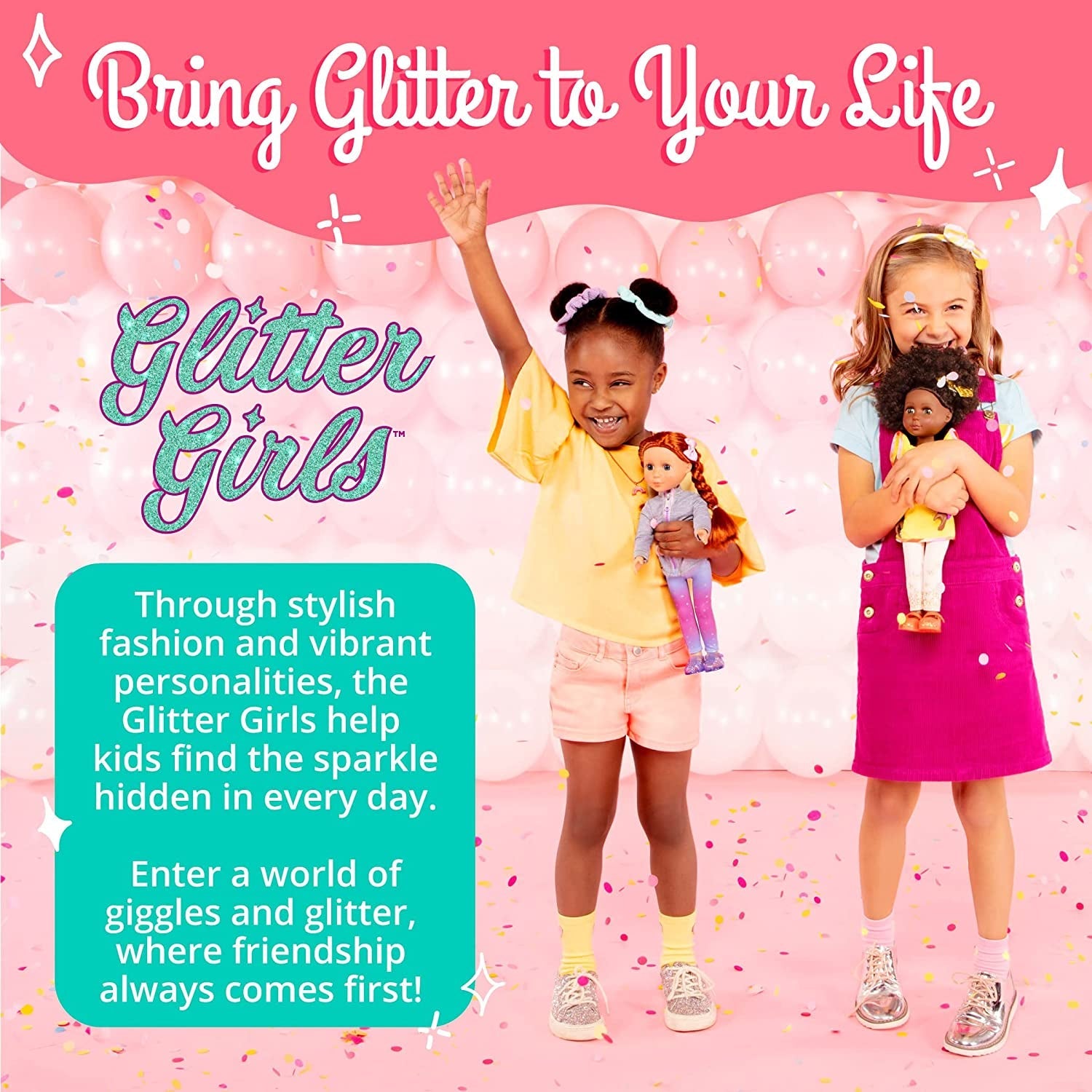 Glitter Girls - Cicely - 36 cm Geburtstagspuppe - Regenbogen Herz Kleid, Geburtstag Hut, Kuchen, Ballon - Poseable Arme & Beine - Rote Haare und grüne Augen - 3 Jahre +