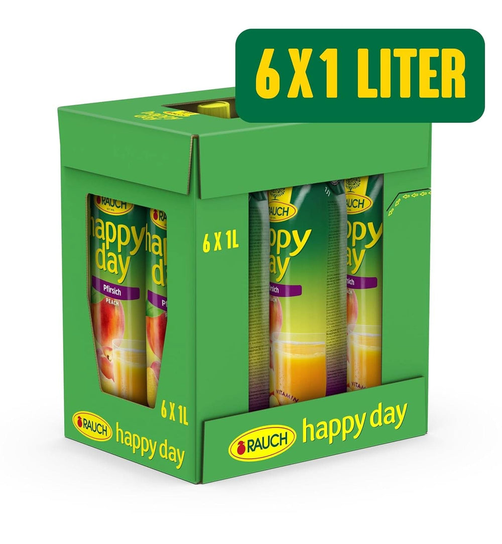 Rauch Happy Day Pfirsich | Aus sonnengereiften Früchten | 6 x 1 Liter, Tetra Prisma Alkoholfreie Getränke Naty Shop