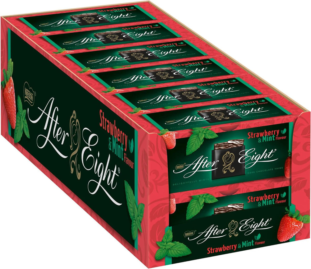 NESTLÉ after EIGHT, dünne dunkle Schokoladentafeln mit Minzcremefüllung Naty Shop Schokoladenbonbons 12 x 200 Gramm Erdbeere