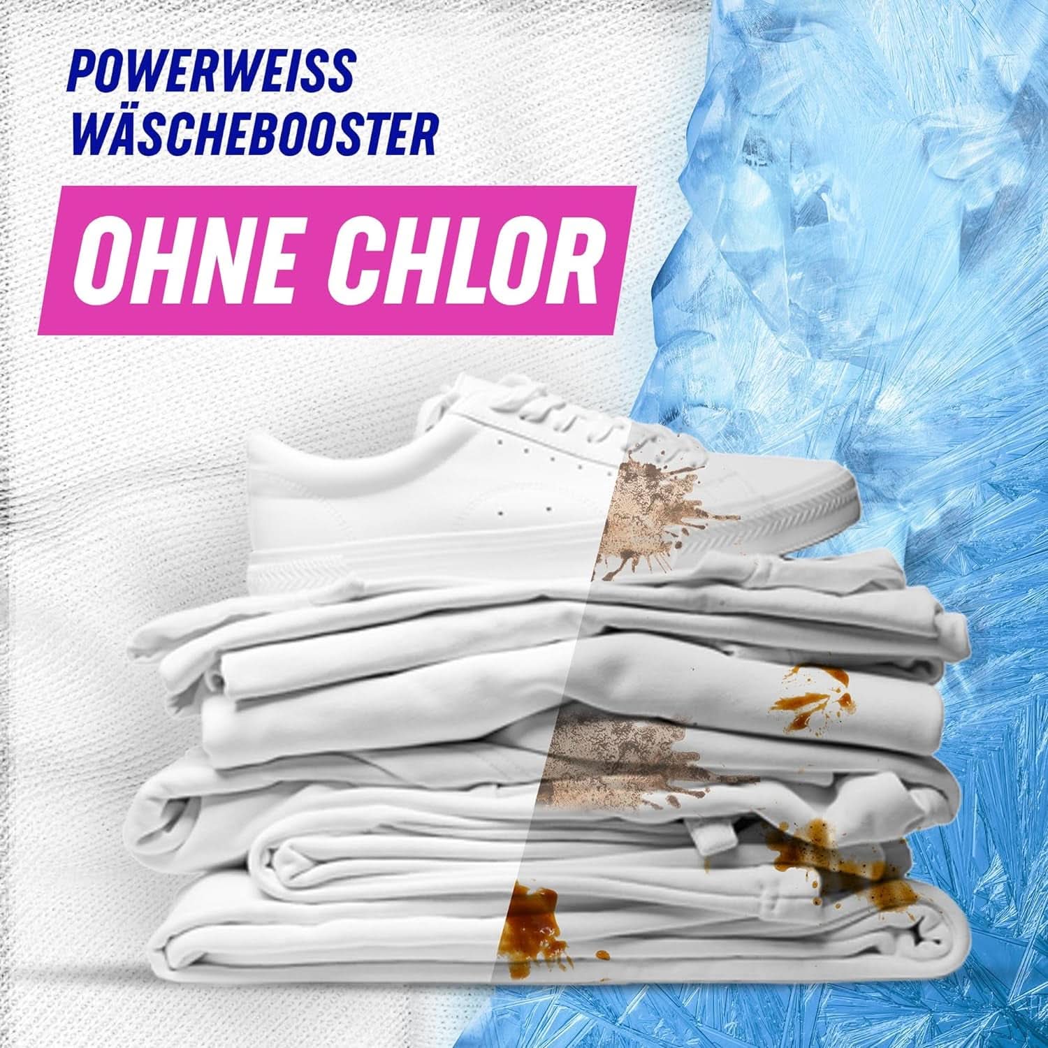 Vanish Oxi Action Powerwhite Pulver – 1 x 1,125 kg – Fleckenentferner und Wäscheverbesserungspulver ohne Chlor – für weiße Wäsche. Waschmittel Naty Shop