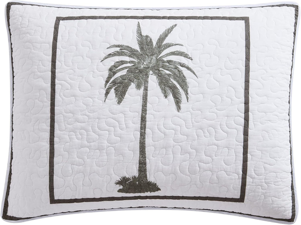 Tommy Bahama Palm Island Collection | Cuvertură - 100% bumbac, reversibilă, moale și respirabilă, pre-spălată pentru un plus de moliciune, pat king size, gri Plapumi si pilote Naty Shop