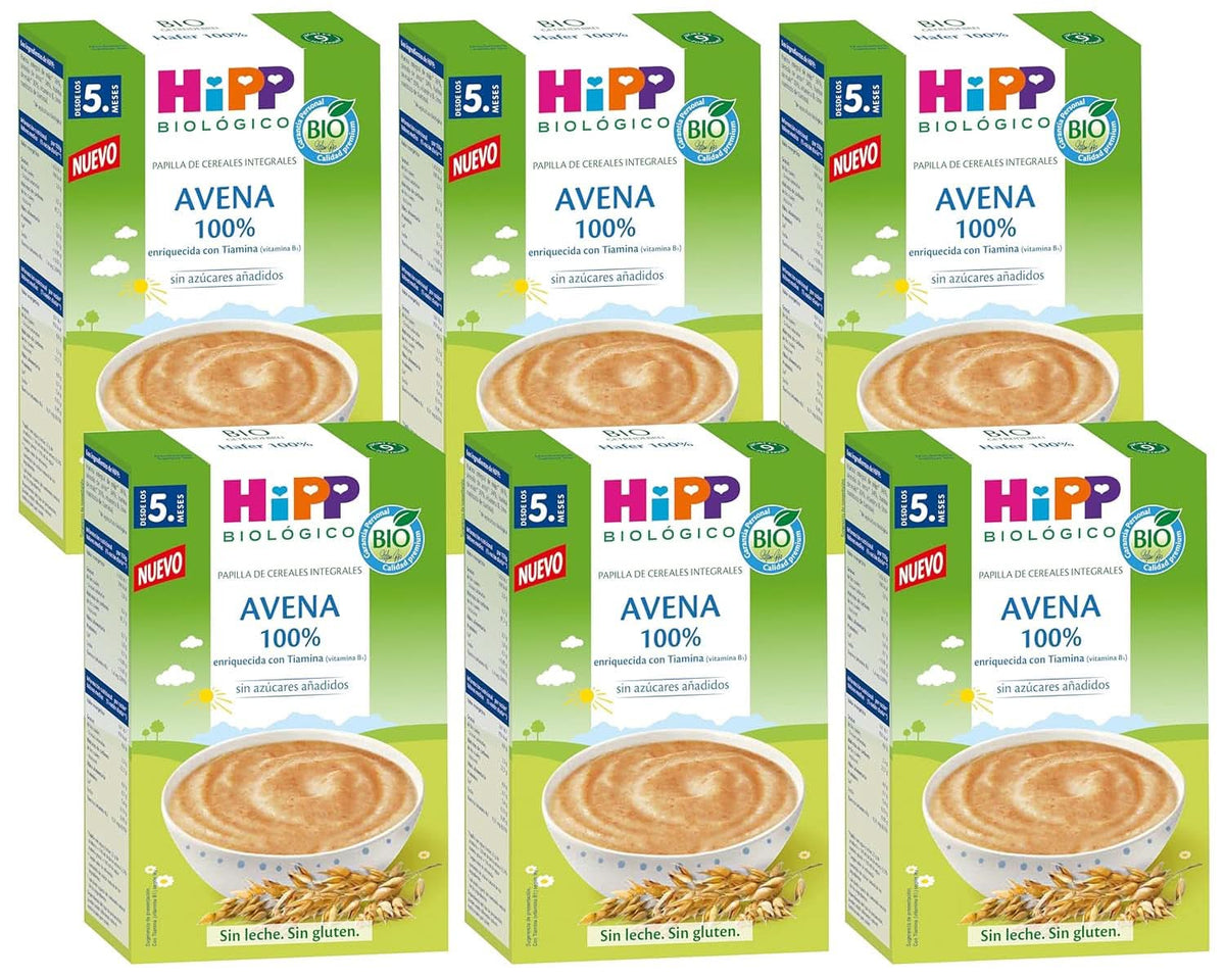Hipp ungesüßter Getreidebrei, 100 % Reis, glutenfrei, 6er Pack (6 x 200 g) Mutter und Kind Naty Shop 6 x 200 Gramm 100 % Hafer