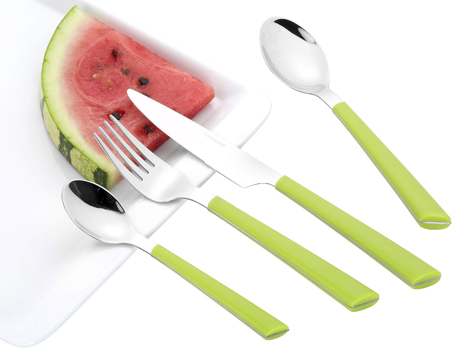 JANE Besteck, polierter Edelstahl 18/0, grüne Kunststoffgriffe, 24-teilig Kitchen Naty Shop