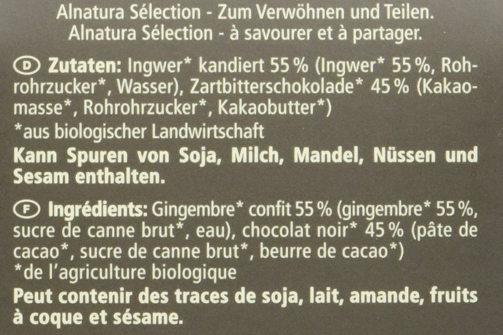 Batoane de ghimbir acoperite cu ciocolată organică Selection, 90g