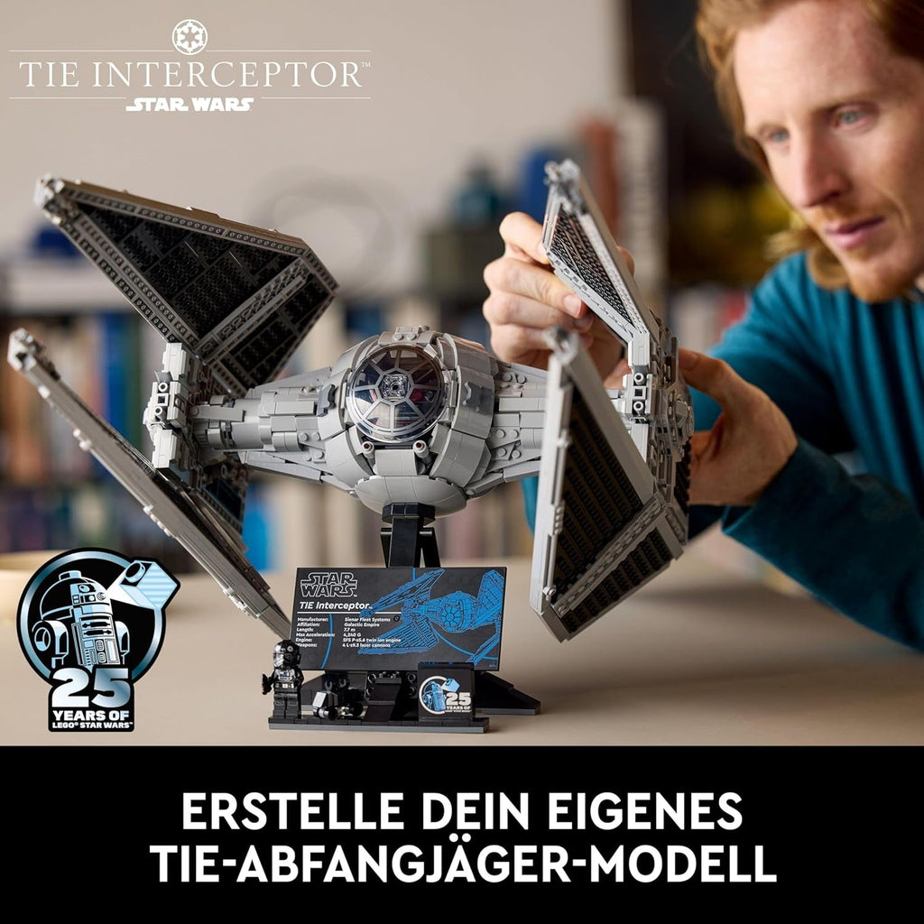 LEGO Star Wars Tie Interceptor, set de construcție creativă din seria Ultimate Collector pentru adulți, model de cărămidă Starfighter, cadou pentru fani, piesă de colecție, set Ucs 75382 Seturi de constructie Besuche den LEGO-Store