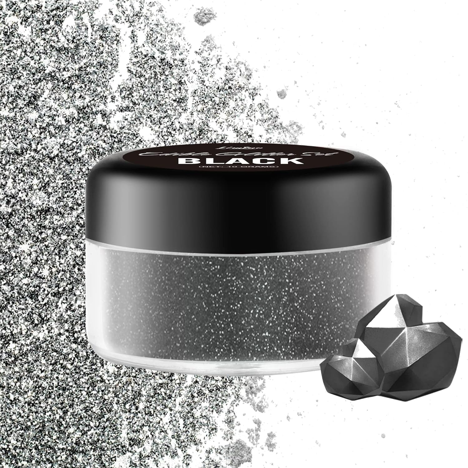 Glitter comestibil, 10 grame, diverse culori Glitter Naty Shop Negru