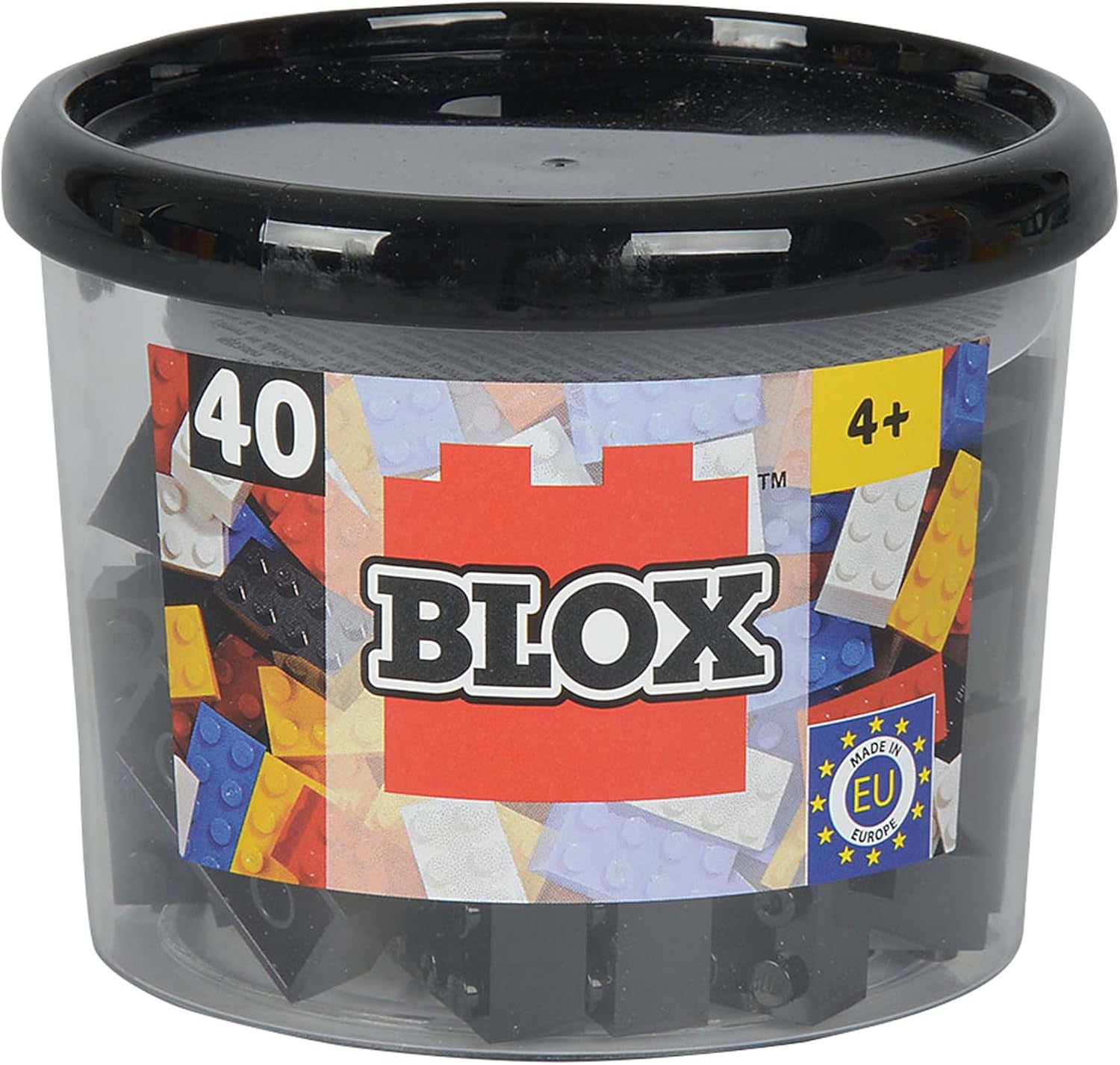 Simba 104118875 - Blox, 40 rote Klemmbausteine für Kinder ab 3 Jahren, 8er Steine, inklusive Dose, hohe Qualität, vollkompatibel mit vielen Anderen Herstellern