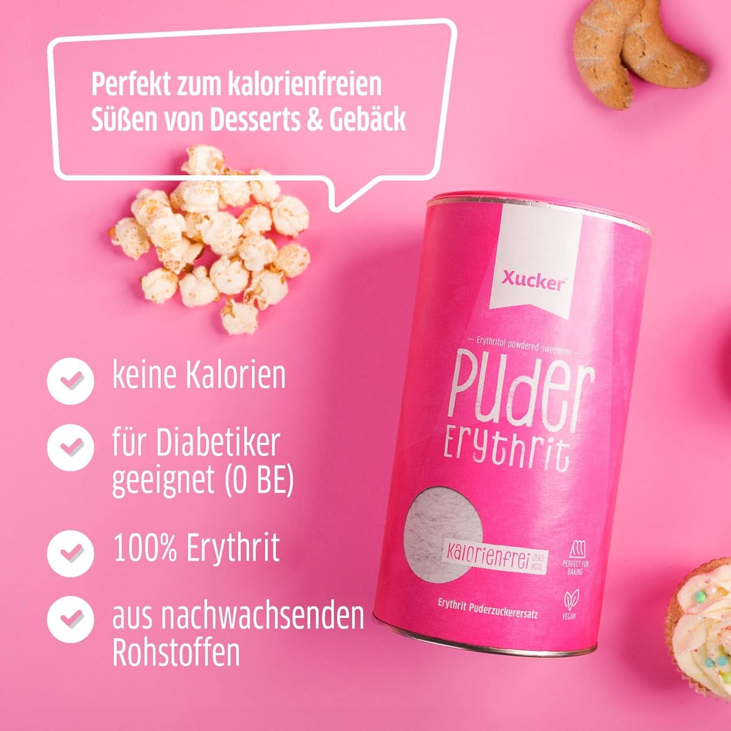 Xucker Zahăr pudră Erythritol - Înlocuitor de zahăr fără calorii, 600 grame Indulcitori Naty Shop