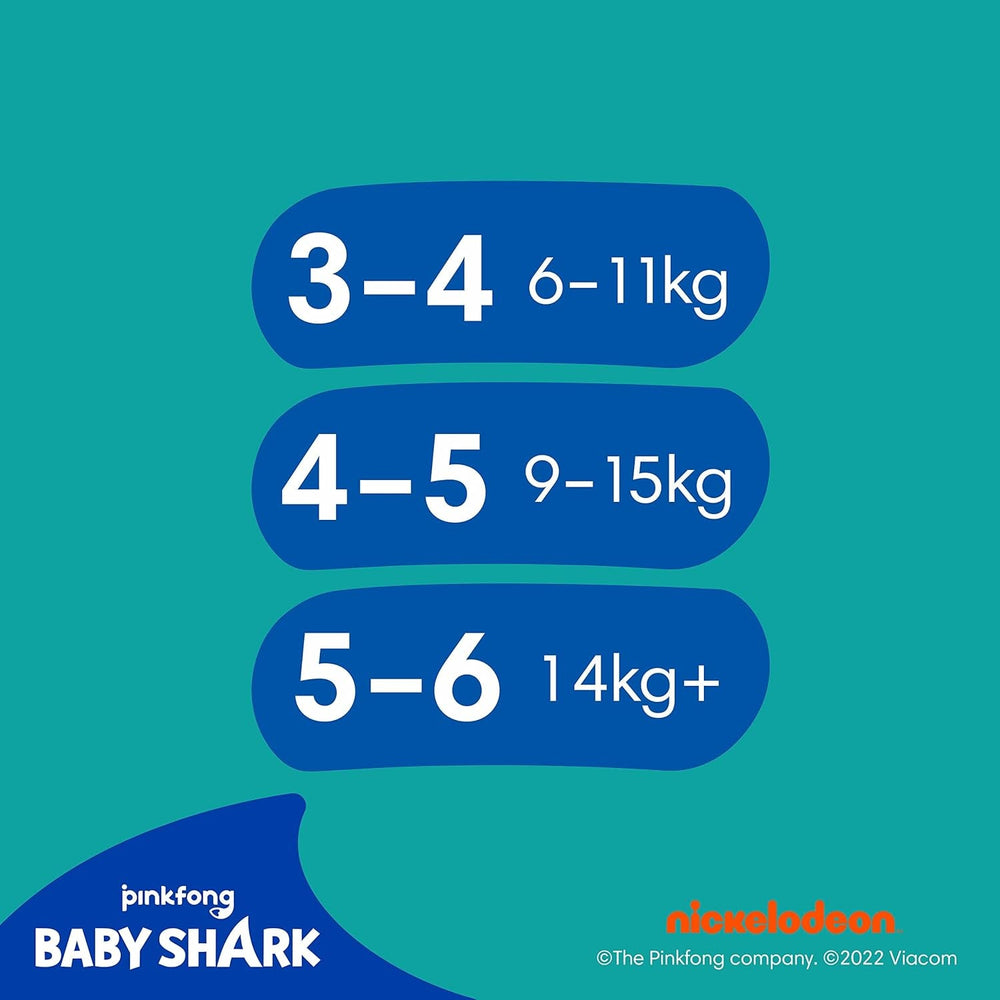 Scutece de înot de unică folosință Pampers Splashers Baby Shark Limited Edition 4-5, 11, 9kg-15kg, pentru protecție sigură în apă