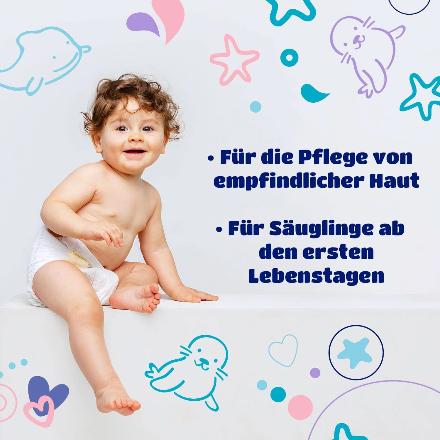 Kindii Pure Baby Pads – 100 % Baumwolle – Große quadratische Pads für empfindliche Haut – Ersetzt Feuchttücher – Weich – Weiche Kanten Baby-Feuchttücher Naty Shop
