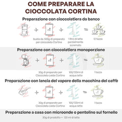 Italienische heiße Schokolade Cortina TART BITTER SCHOKOLADE, 15 Beutel x 30 Gramm Kakao und heiße Schokolade Naty Shop