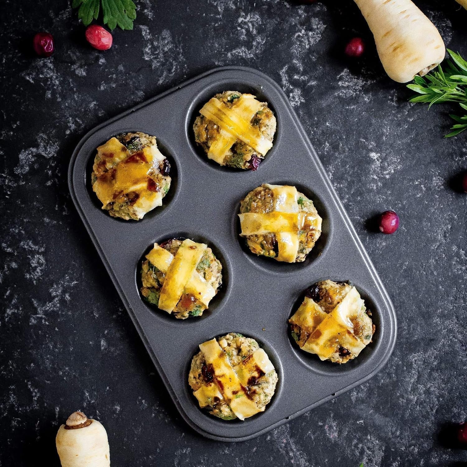 Masterclass 6-Loch-Muffinblech Mit PTFE-, PFOA- Und Bpa-Freiem Antihaftbeschichtung, Robustes 1Mm Dickes Karbonstahlblech, 27 X 18Cm Cupcake-Form Formen und Tabletts zum Backen Naty Shop