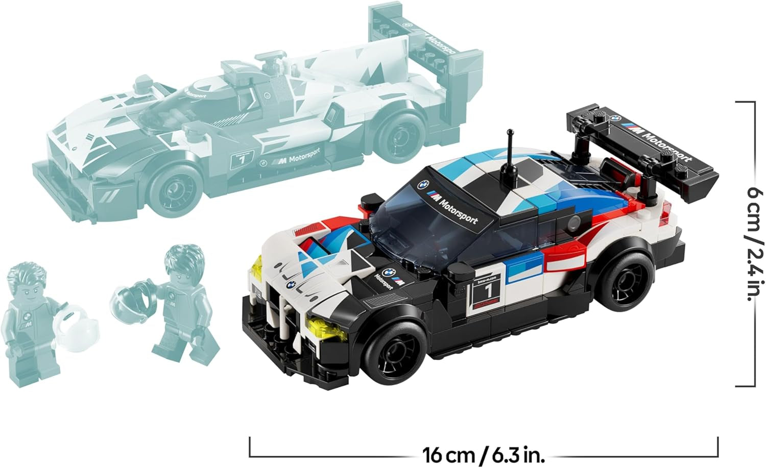 LEGO Speed Champions BMW M4 GT3 & BMW M Hybrid V8 Rennwagen Auto Spielzeug mit 2 baubaren Modellautos und 2 Rennfahrer-Minifiguren, Geschenk für Jungs, Mädchen ab 9 Jahren, Modellauto 76922