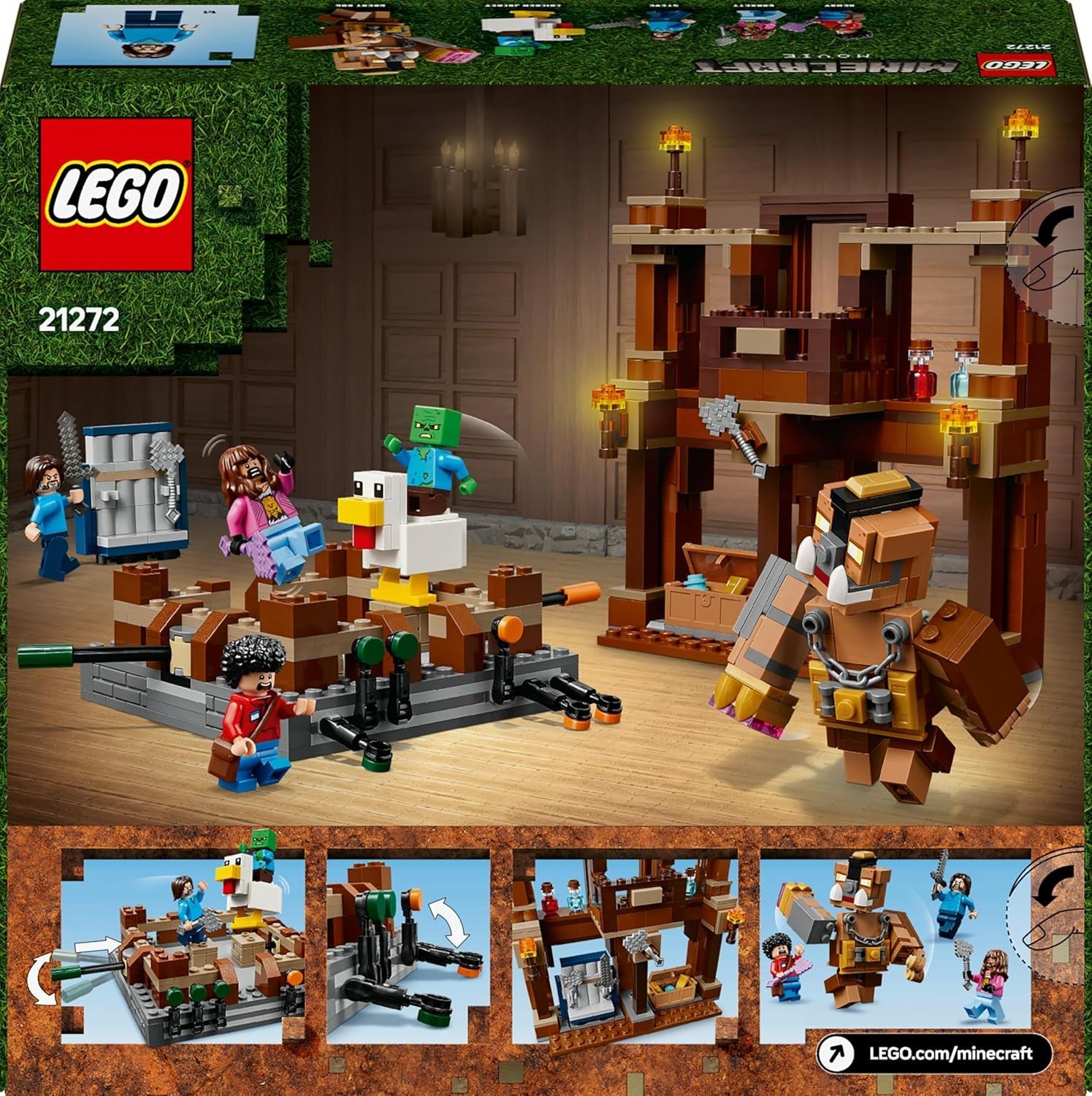 LEGO Minecraft Waldanwesen mit Boxring - Interaktives Gaming Spielzeug- Baby-Zombie, Steve, Garret und Henry Minifiguren - Gamer Geschenk für Jungen, Mädchen und Videospiel Fans ab 10 Jahren - 21272