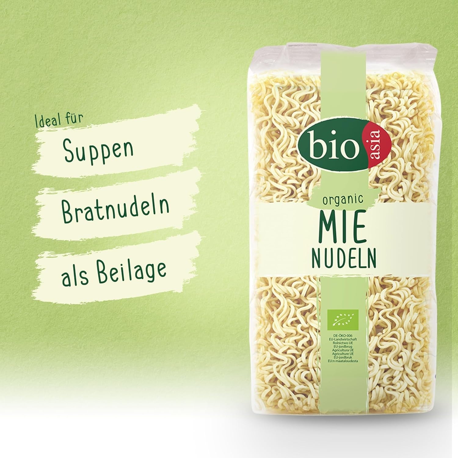 BIOASIA Tăiței Mie Organici, tăiței din grâu fără ou, preparați rapid și ușor, vegetarieni (8 x 250 g)