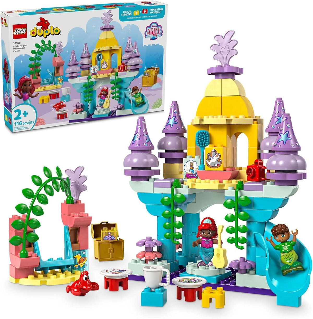 LEGO DUPLO Disney Arielles magischer Unterwasserpalast – Schloss Spielzeug aus Die kleine Meerjungfrau für Mädchen & Jungen ab 2 Jahren – Lernspielzeug für Kinder mit 3 Figuren – Geschenk – 10435