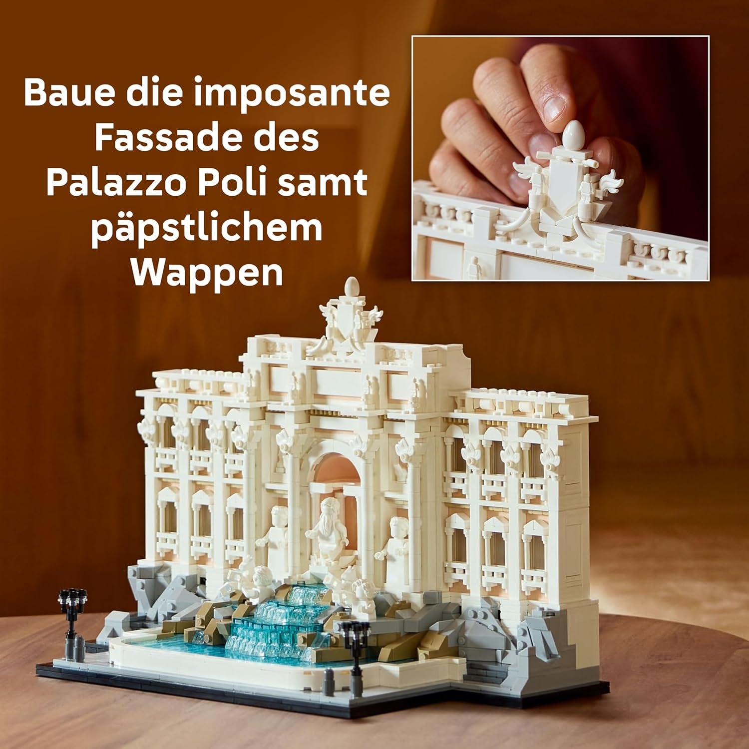 LEGO Architecture Trevi-Brunnen - Modell eines Wahrzeichens von Rom mit Minifiguren Skulpturen - Sammlerstück für das Büro und Wohnzimmer - Geschenk für Erwachsene und Architekturliebhaber 21062