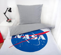 Set de lenjerie de pat NASA, bumbac/renforcé, gri/alb Lenjerie de pat - copii Naty Shop