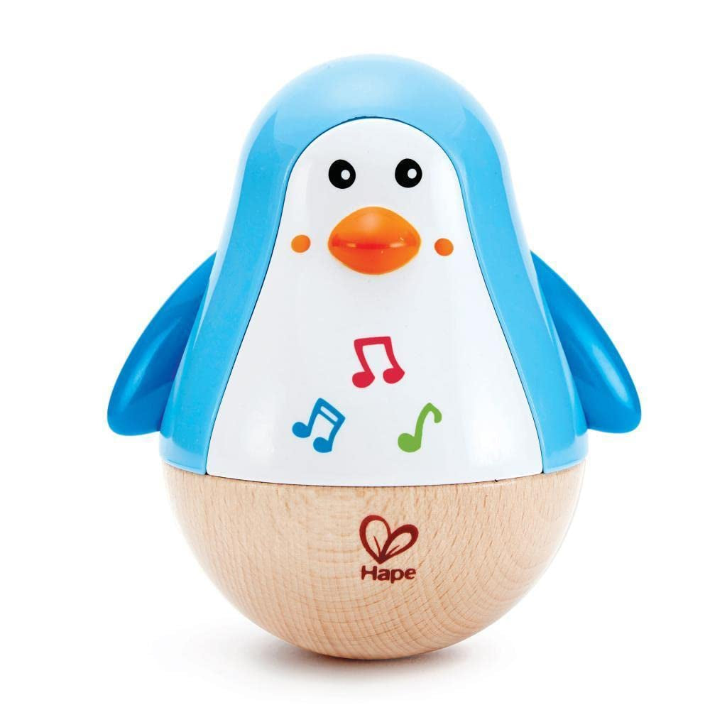 Jucărie muzicală Baby Einstein Magic Touch cu tambur din lemn, pentru vârsta de 6 luni și mai mult & Hape Penguin Musical Wobbler , Wobbling Melody colorat, Roly-Poly Toy pentru copii de 6 luni și mai mult Jucarii Bebe Naty Shop