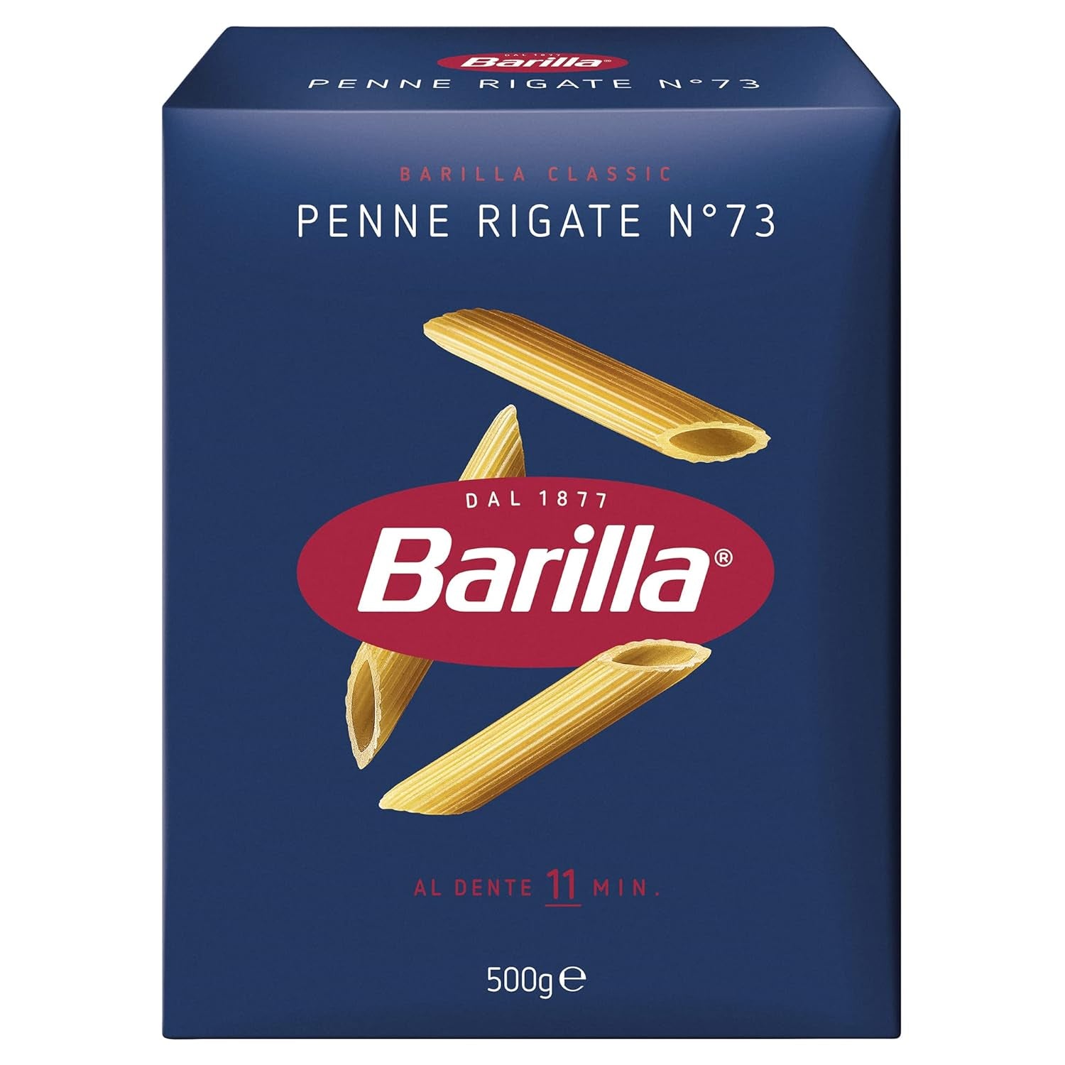 Pasta Barilla Classic Penne Rigate Nr. 73 aus hochwertigem Hartweizen, immer al dente (1 x 500 g)