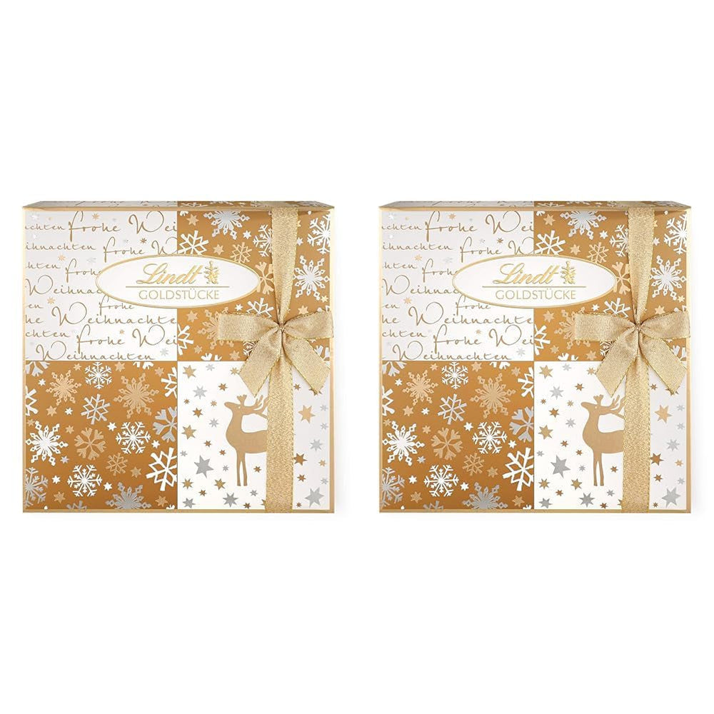 Lindt Chocolate | Cutie de praline Gold Pieces | 180g | 18 praline în 10 sortimente ca sortiment fin de praline, unele cu alcool | Cutie cadou premium cu praline de Crăciun