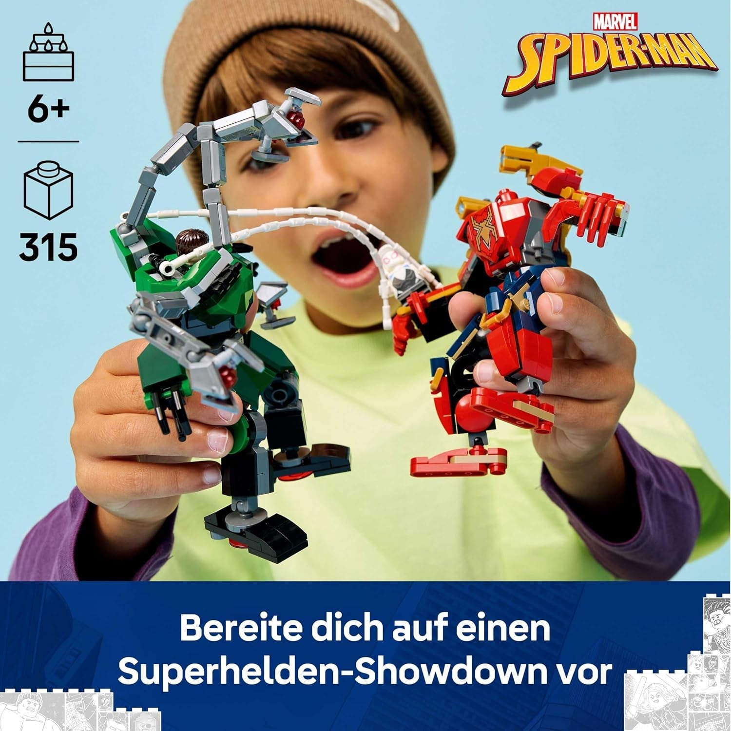 LEGO | Mech-Duell: Spider-Man vs. Doc Ock - Superhelden Spielzeug mit 2 Actionfiguren, 3 Minifiguren, Shootern - Konstruktionsspielzeug für Kinder - Geschenk für Jungen ab 6 Jahren und Mädchen - 76338