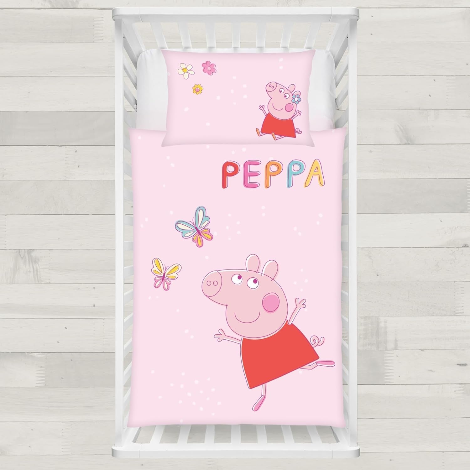 Set de lenjerie de pat pentru copii Peppa Pig, 100 x 135 cm si 40 x 60 cm, bumbac Lenjerie de pat - copii Naty Shop