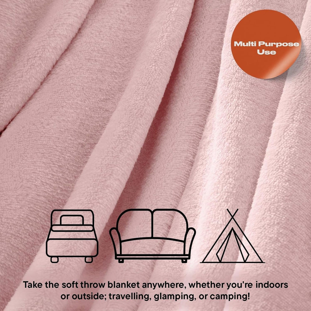 Brentford's Flanell-Fleecedecke, extra weich, groß, flauschig, warm, Tagesdecke für Schlafzimmer, Einzelbett, Sofa, Couch, Blush Pink – 120 x 150 cm. Betten und Decken. Beuche den Brentfords-Store
