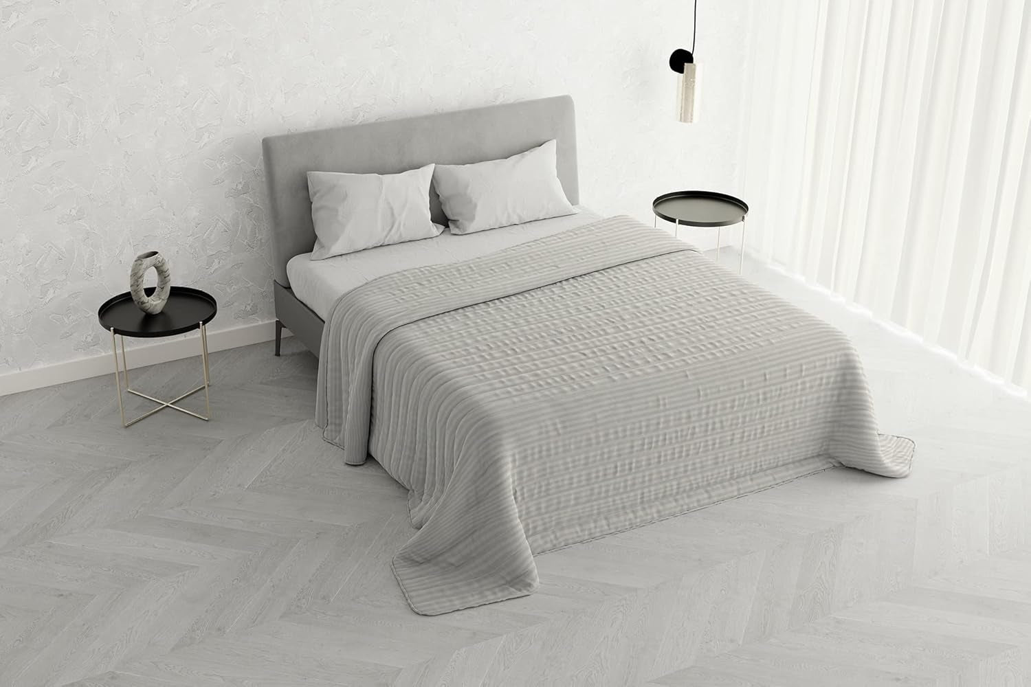 Sommerdecke Satin Stripes, Polyester, Creme, 260X250 cm Bettdecken und Steppdecken Naty Shop