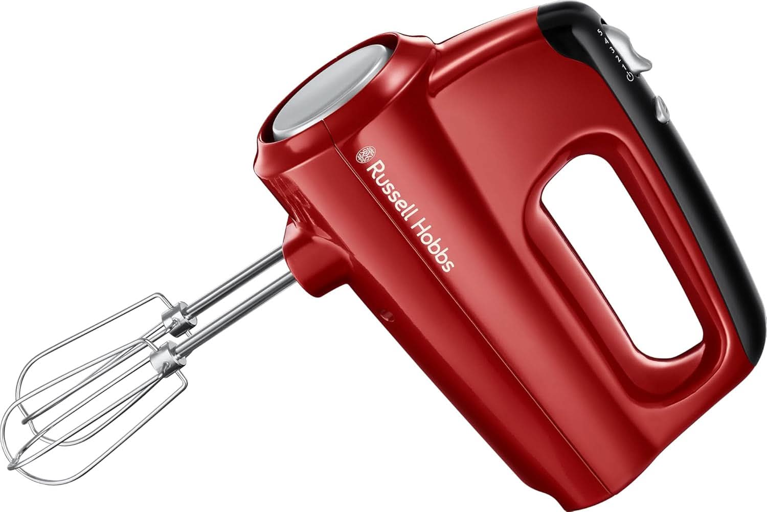 Russell Hobbs Handmixer [Handrührgerät] Desire Rot (5 Geschwindigkeitsstufen+Turbofunktion, 2 spülmaschinengeeignete Rührbesen & Knethaken, Auswurftaste, Aufrechte Parkposition) Handrührer 24670-56 Bucatarie Naty Shop Single Desire Handmixer