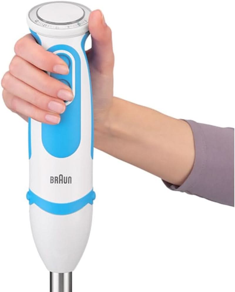 Braun Stabmixer MQ 5260WHBL Stabmixer – Multiquick 5 Vario Pürierstab Mit Edelstahl Mixfuß Und Spiralschneider, 1000 Watt, Inkl. Umfangreiches Zubehör-Set, Weiß/Blau Mutter und Kind Naty Shop
