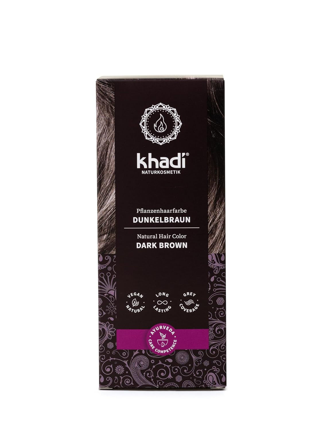 khadi GOLDBRAUN culoare de păr din plante, culoare de păr de la chihlimbar strălucitor la maro auriu catifelat și strălucitor, culoare de păr naturală 100% pe bază de plante, naturală și vegană, produse cosmetice naturale certificate, 100g Vopsea pentru par Naty Shop Maro închis 100 G (1 pachet) Singur