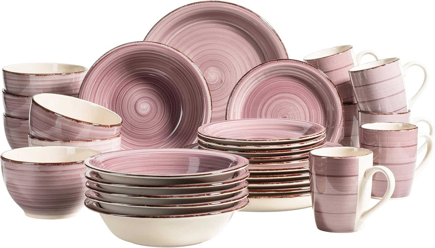 MÄSER 931612 Bel Tempo II 30-Teiliges Vintage Geschirr Set Für 6 Personen, Handbemaltes Keramik Kombiservice in Blau, Steingut, Rauchblau Tableware Sets Naty Shop Berry