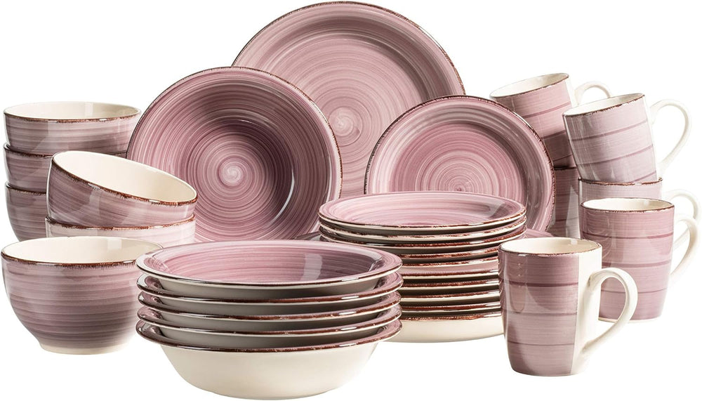 MÄSER 931612 Bel Tempo II 30-Teiliges Vintage Geschirr Set Für 6 Personen, Handbemaltes Keramik Kombiservice in Blau, Steingut, Rauchblau Tableware Sets Naty Shop Berry