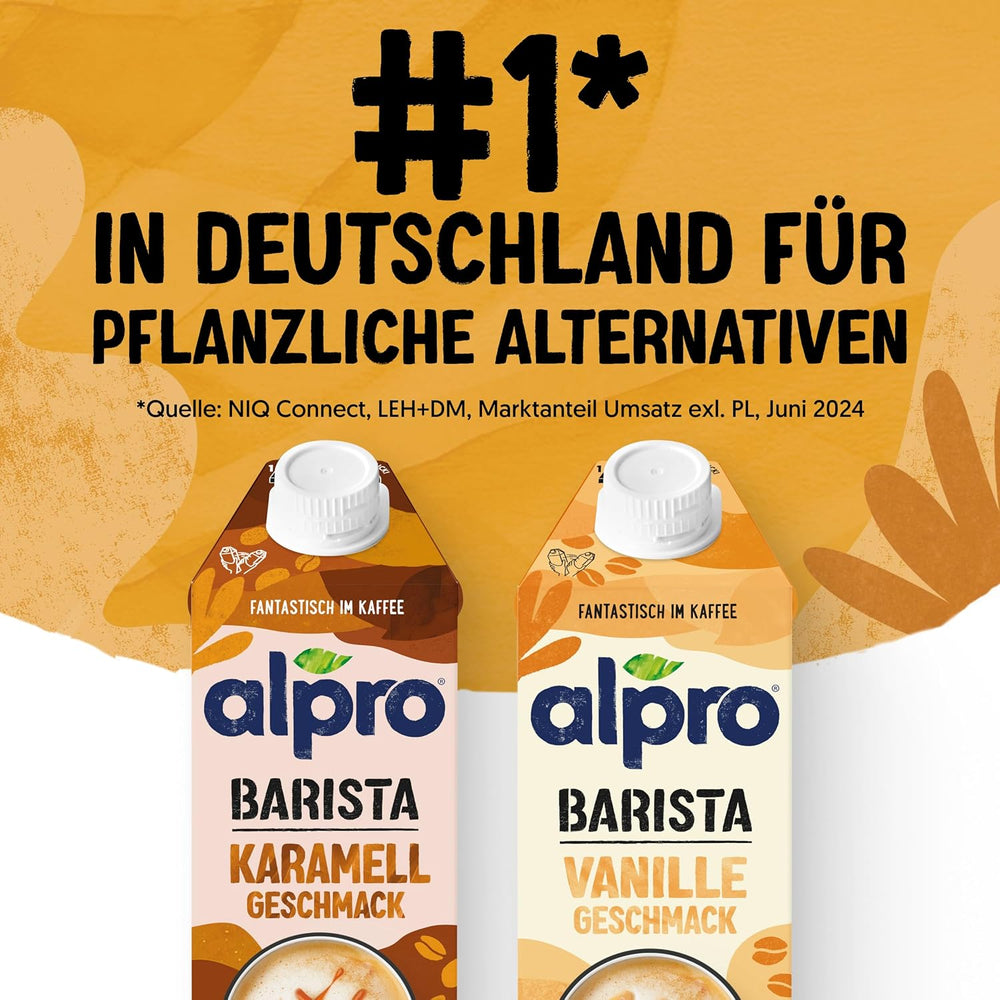 Alpro Barista Karamell – Zum Aufschäumen – Von Natur aus laktosefrei – 8 x 750 ml – Haltbar