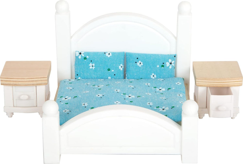 Small Foot Puppenhaus 3-stöckiges Stadthaus aus Holz mit offener Vorderseite und 12 Möbeln für Kinder ab 3 Jahren 11802 Weiß Grau Puppenhäuser Naty Shop