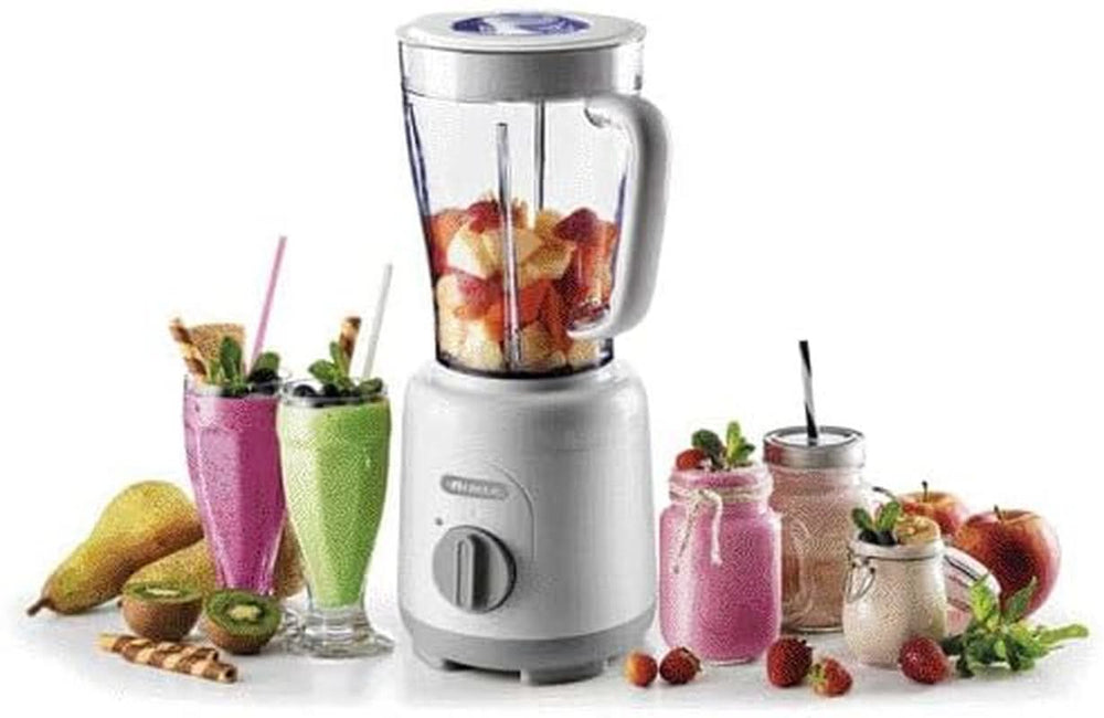 Ariete Breakfast 586 Blender, Elektrischer Mixer Mit 4 Edelstahlklingen, 2 Geschwindigkeiten + Pulse-Funktion, Anti-Slip-Füße, Aufsatzdeckel, 1.5 L Fassungsvermögen, 500W, Weiß Mother and Child Naty Shop