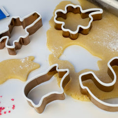 Forme de biscuiți Lurch 10546, set de 4 bucăți, model Lucky, cu model Coșar, Potcoavă, Porc, Trifoi, din oțel inoxidabil cu înveliș de silicon