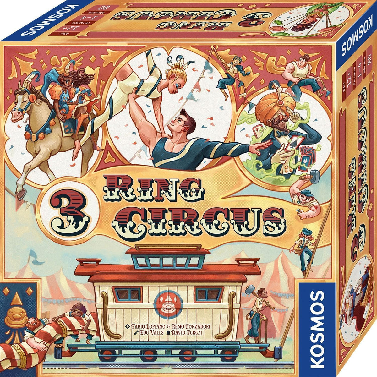 KOSMOS 684648 3-Ring Circus Erwachsenen-Brettspiel, 12+, Strategiespiel, 1–4 Spieler, Gesellschaftsspiel, USA, reisender Zirkus, spätes 19. Jahrhundert