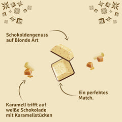 Schogetten Blonde Caramel | Caramel cu ciocolată albă și bucăți de caramel | Tabletă de ciocolată 100g | Porționat convenabil