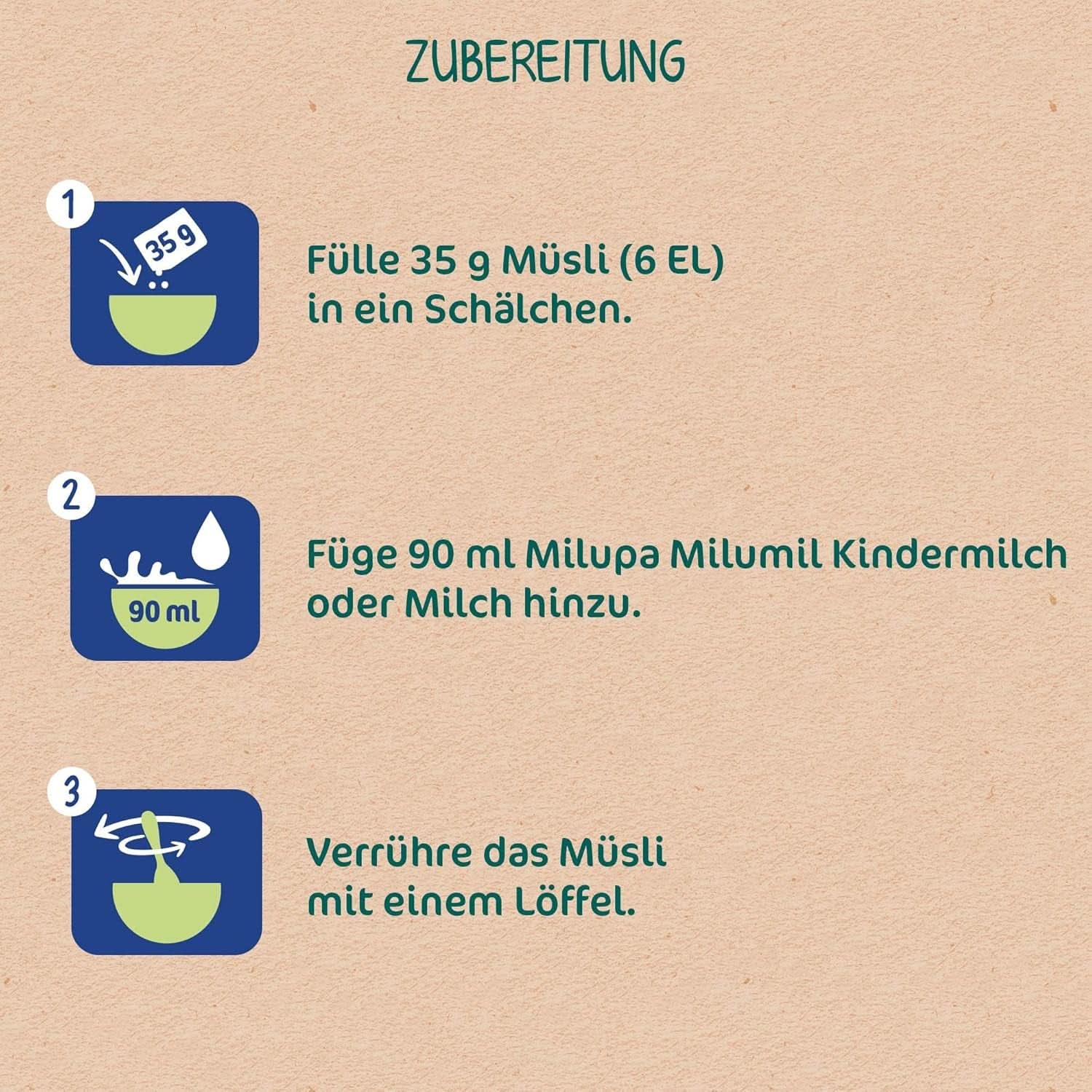 Milupa Kindermüsli feine Früchte – Müsli-Frühstücksflocken von 1 bis 3 Jahren, ohne Zuckerzusatz, 4 x 400g Mutter und Kind Naty Shop