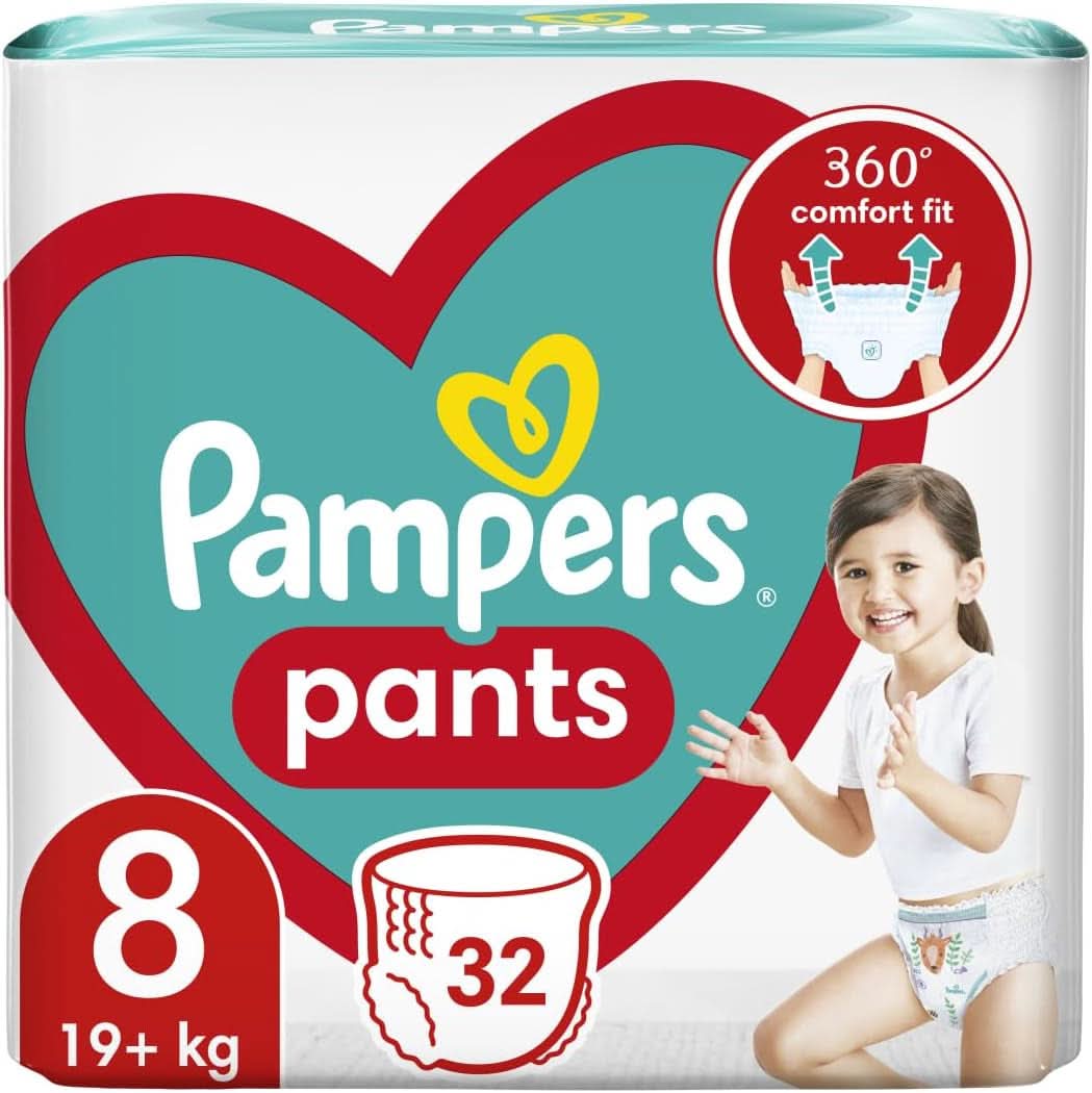Pampers Pants scutec mărimea 8 (19+ kg), 32 bucăți, scutece cu Stop & Protect anti-picurare la spate Mama si Copilul Naty Shop