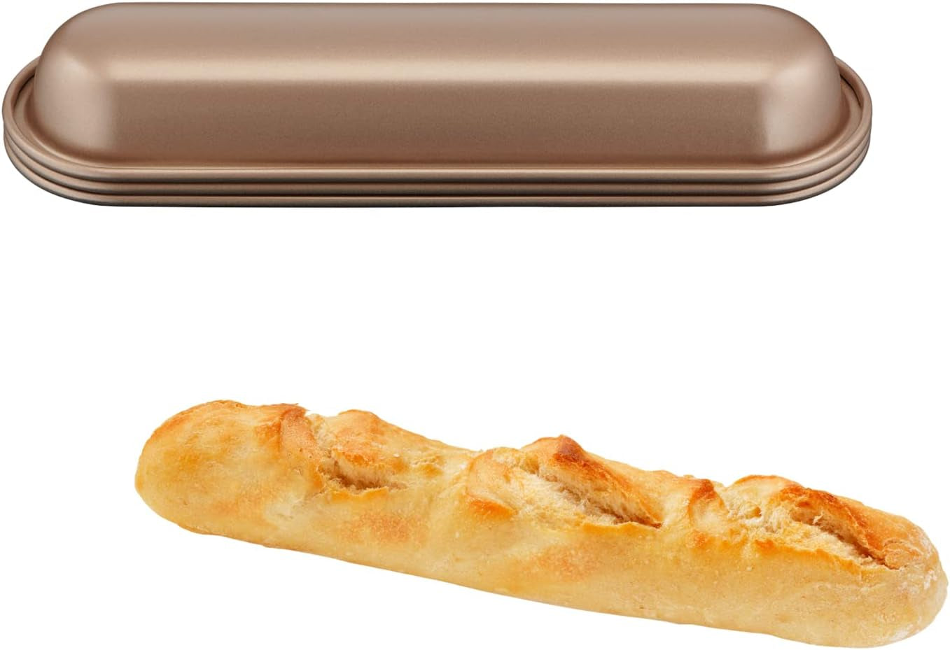 Tefal Creabake Muffins Creabake Backformen, 7,5 cm, Antihaftbeschichtung, stapelbares System, kreative Rezepte für Süßigkeiten und Salade, einfaches Backen, Eisenfarben Formen und Tabletts zum Backen Naty Shop 3 X Kleine Baguette-Formen