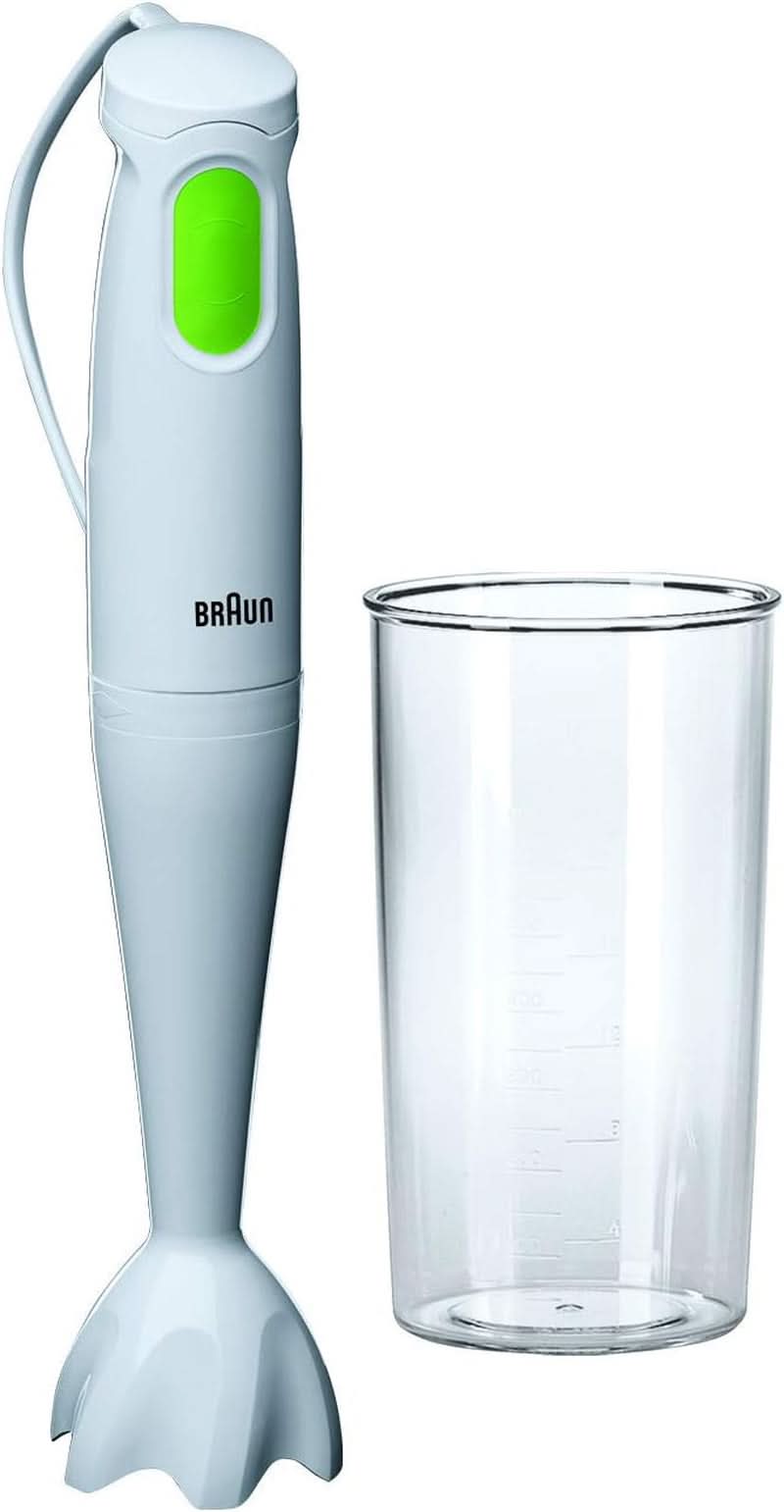 Braun Stabmixer MQ10.001M Multiquick 1 - Extra Light Pürierstab Mit Edelstahl-Mixfuß Und Easytwist System, Inkl. 600 ml Mix- & Messbecher, 450 Watt, Weiß Mutter und Kind Naty Shop Mq 100 Suppe