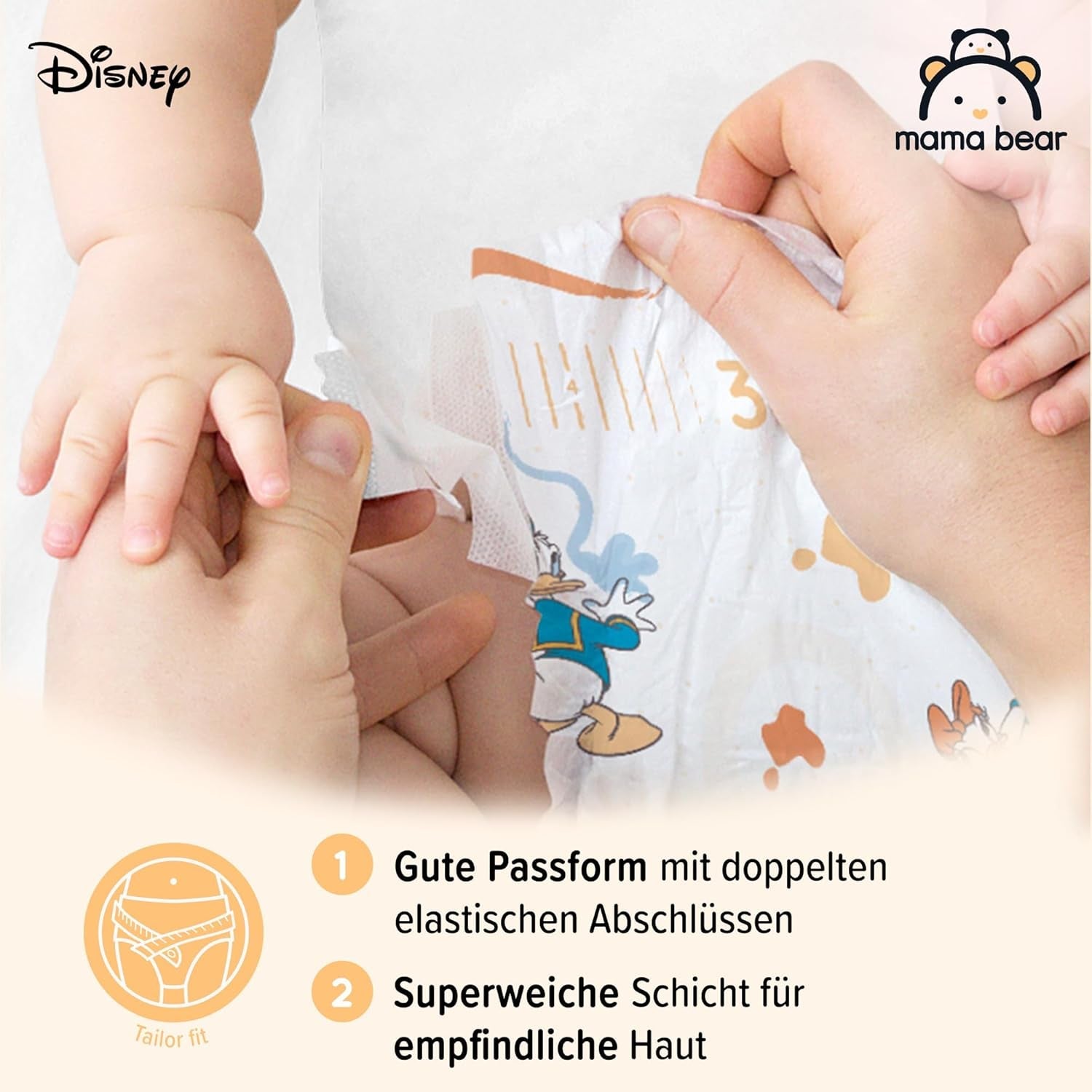 Marcă Amazon: Scutece Mama Bear Disney Ultra Dry, mărimea 3 (4-9 kg) - Cutie lunară, alb, 172 bucăți (2 pachete a câte 86)