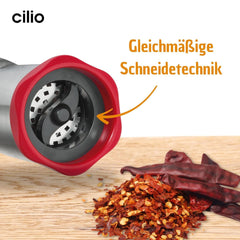 Cilio PICCANTE Pfeffermühle, Ø 6,5 cm, H: 14,5 cm, mit Verschlussdeckel Mühlen und Hobel Naty Shop