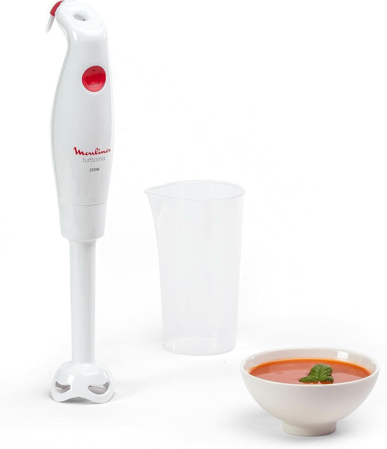 Standmixer Turbomix DD12A1 | 350 W | Ergonomischer Griff 2 Robuste Zelkrom-Klingen | Spritzschutz | Spülmaschinenfeste abnehmbare Teile | Weiß Mutter und Kind Naty Shop