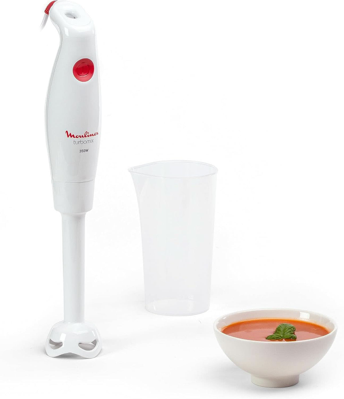 Standmixer Turbomix DD12A1 | 350 W | Ergonomischer Griff 2 Robuste Zelkrom-Klingen | Spritzschutz | Spülmaschinenfeste abnehmbare Teile | Weiß Mutter und Kind Naty Shop