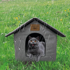 Katzenhaus Für Draußen Winterfest Wasserdicht Wetterfester Katzenhöhle Haustierhaus mit Plüschkissen Warm Hundehöhle Waschbar Hundehaus Tierheim Für Streuner Haustiere 40x35x40