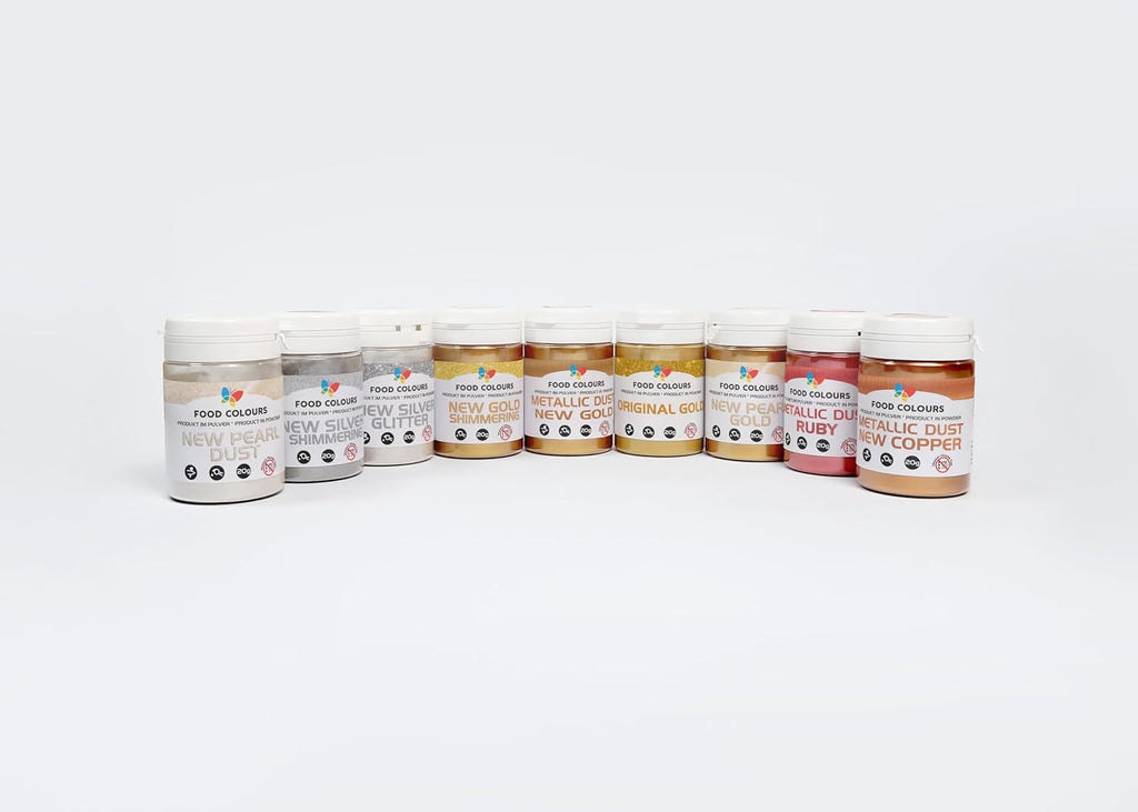Coloranți alimentari Pudră de colorant alimentar cu efect metalic, Colorant comestibil ORIGINAL GOLD 20G – Ideal pentru decorarea prăjiturilor, tartelor, pastelor de zahăr, fursecurilor și băuturilor.